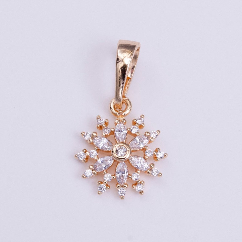 18K Gold plated Flower Clear Marquise CZ Rosey Gold Pendant | AA530 - DLUXCA