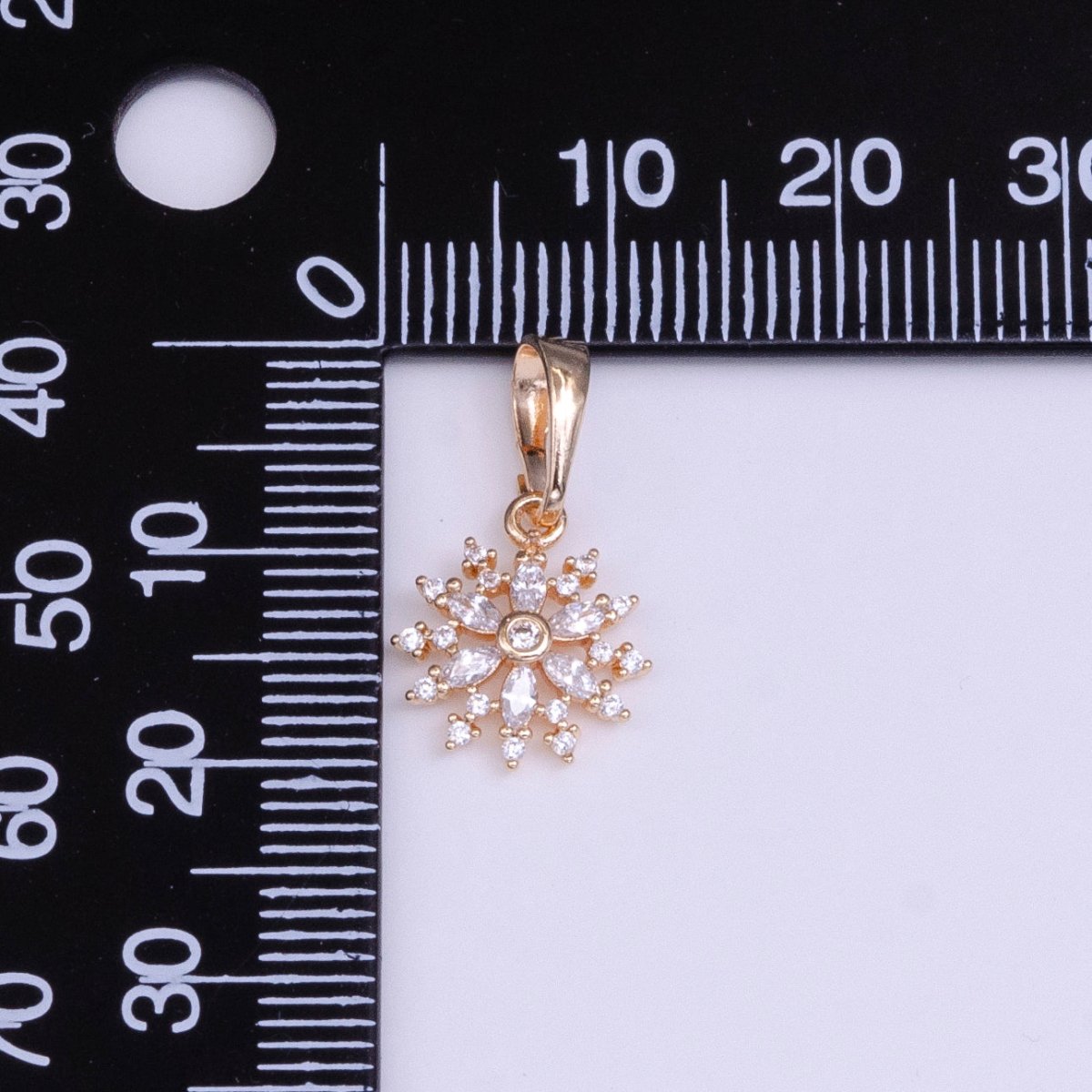 18K Gold plated Flower Clear Marquise CZ Rosey Gold Pendant | AA530 - DLUXCA