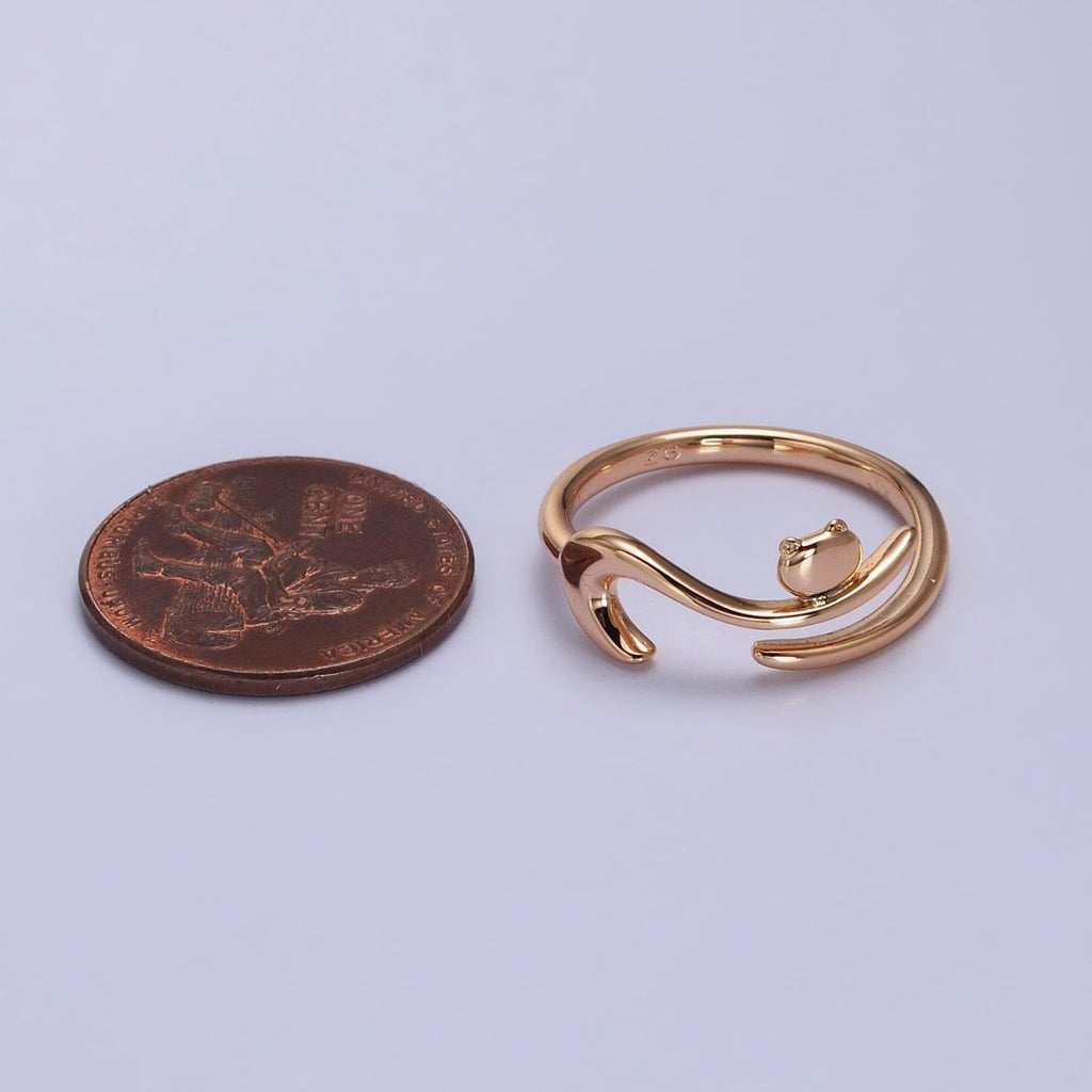 18K Gold plated Forest Frog on Branch Minimalist Ring | Y-586 - DLUXCA