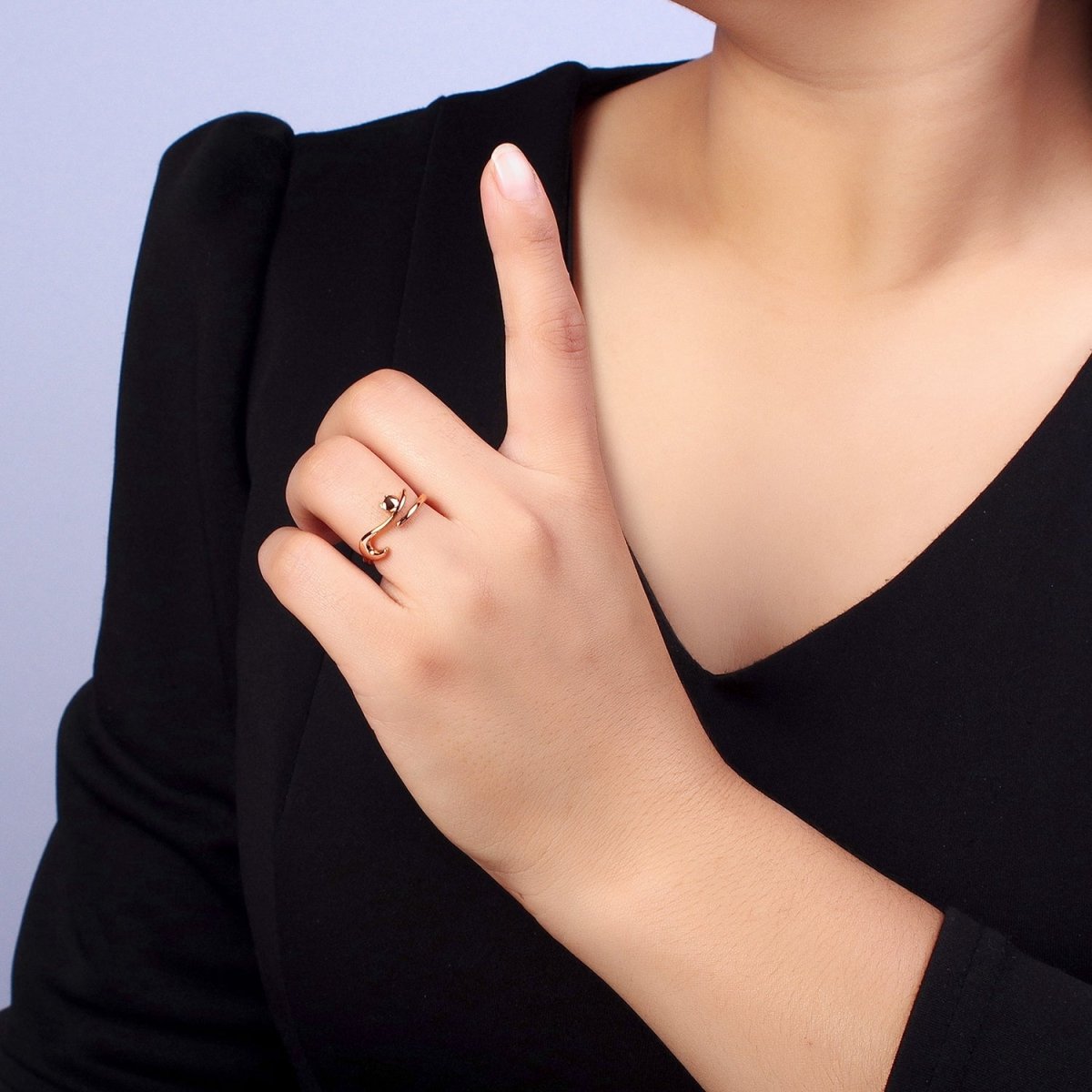 18K Gold plated Forest Frog on Branch Minimalist Ring | Y-586 - DLUXCA