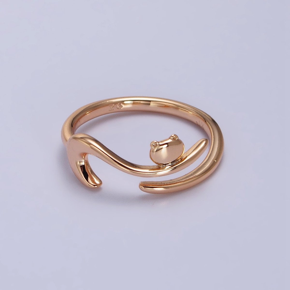 18K Gold plated Forest Frog on Branch Minimalist Ring | Y-586 - DLUXCA