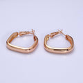 18K Gold plated Geometric Boxy Block Latch Hoop Earrings | AD1365 - DLUXCA