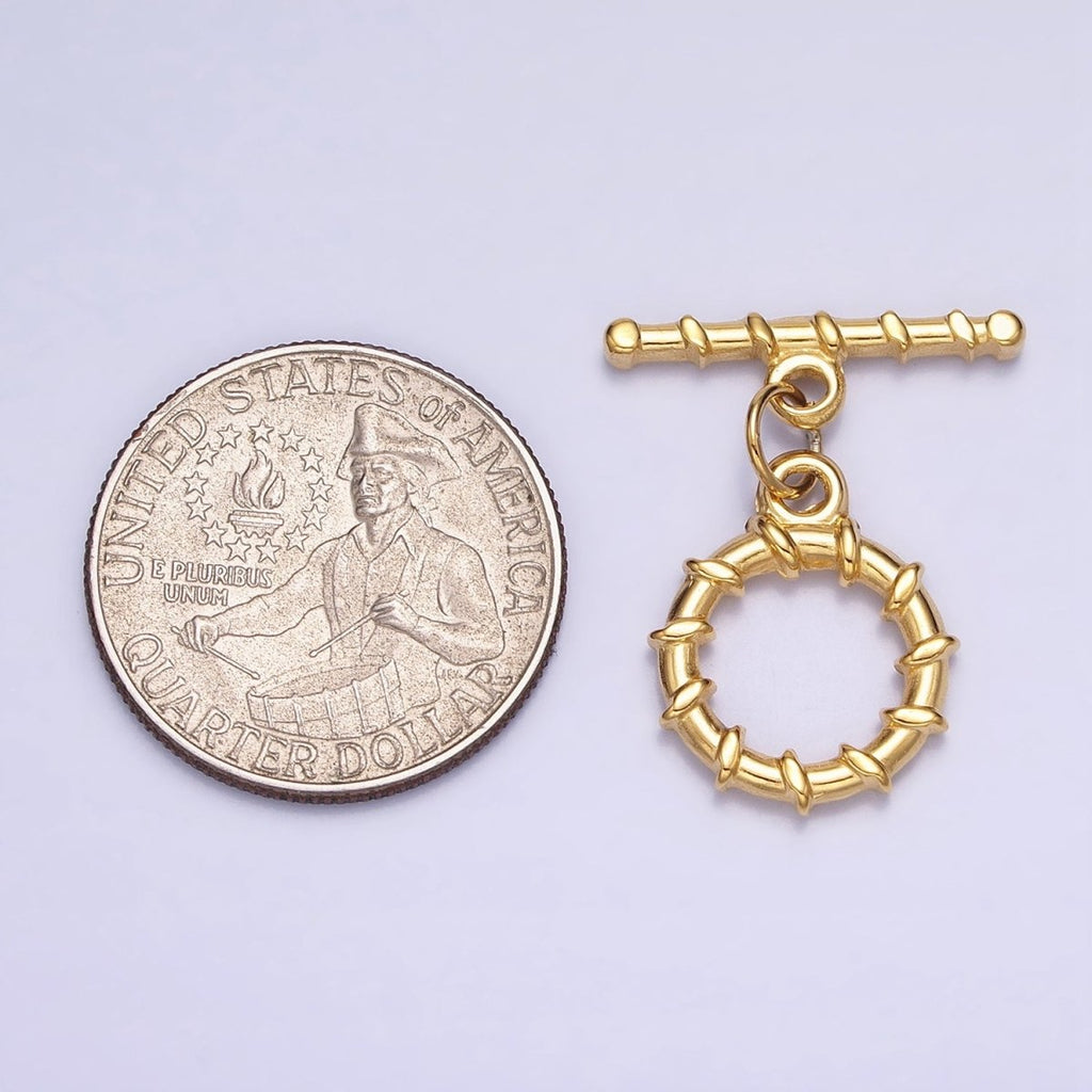 18K Gold plated Geometric Tie Toggle Clasps in Gold & Silver | Z-299 Z-300 - DLUXCA
