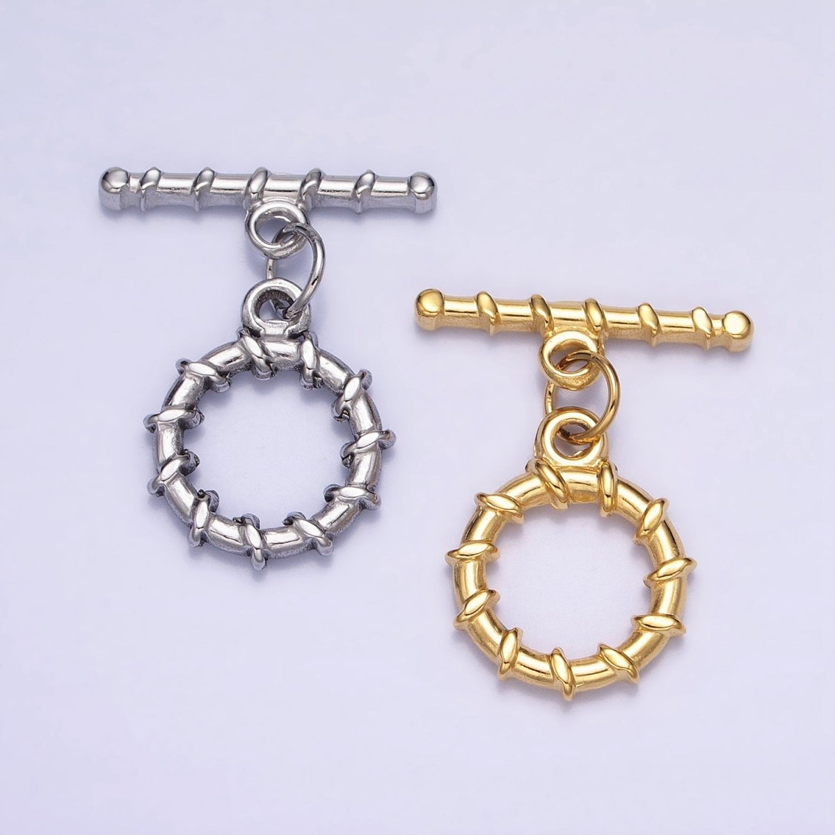 18K Gold plated Geometric Tie Toggle Clasps in Gold & Silver | Z-299 Z-300 - DLUXCA