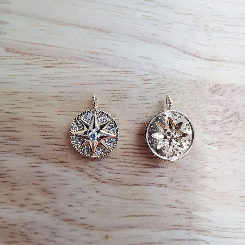 18K Gold plated Gold Celestial Star, Shiny Starburst, Sunlight Sun, Northern Stars Charm Bracelet Earring Necklace for Jewelry Making D-494 - DLUXCA