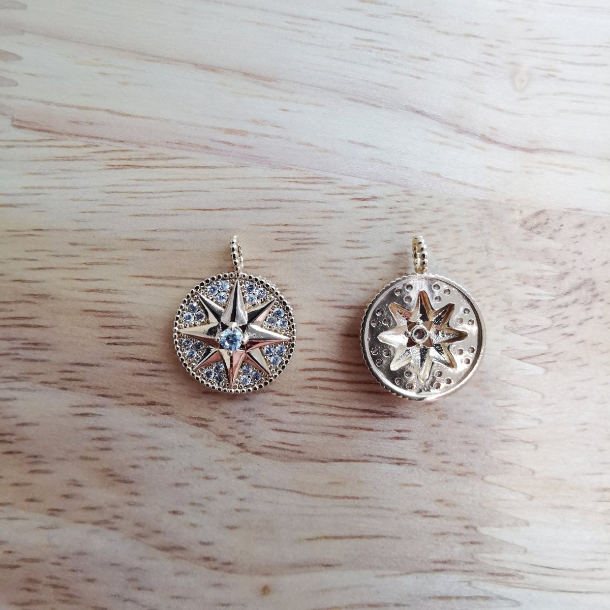 18K Gold plated Gold Celestial Star, Shiny Starburst, Sunlight Sun, Northern Stars Charm Bracelet Earring Necklace for Jewelry Making D-494 - DLUXCA