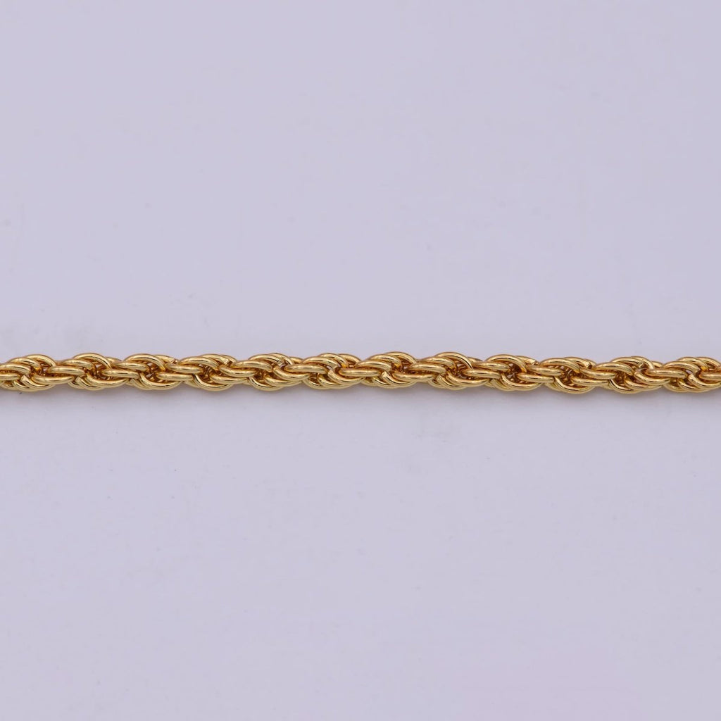 18k Gold plated Gold Twisted Rope Chain by Yard Chunky Twisted Rope chain for Jewelry Making | ROLL-566 Clearance Pricing - DLUXCA