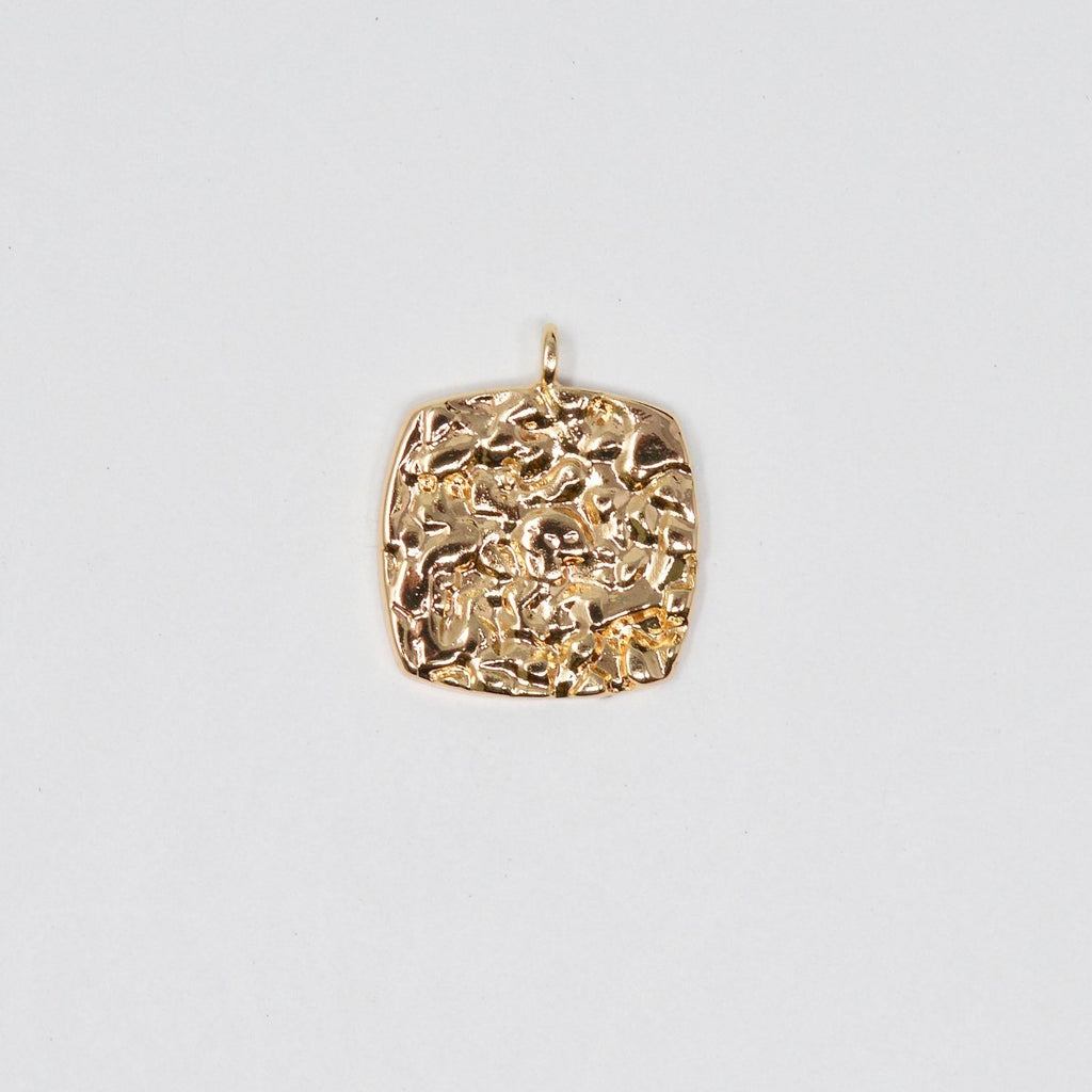 18K Gold plated Hammered Rustic Mini Charm Gold Tiny Square Charm Geometric Tag for Necklace Bracelet Supply D-243 - DLUXCA