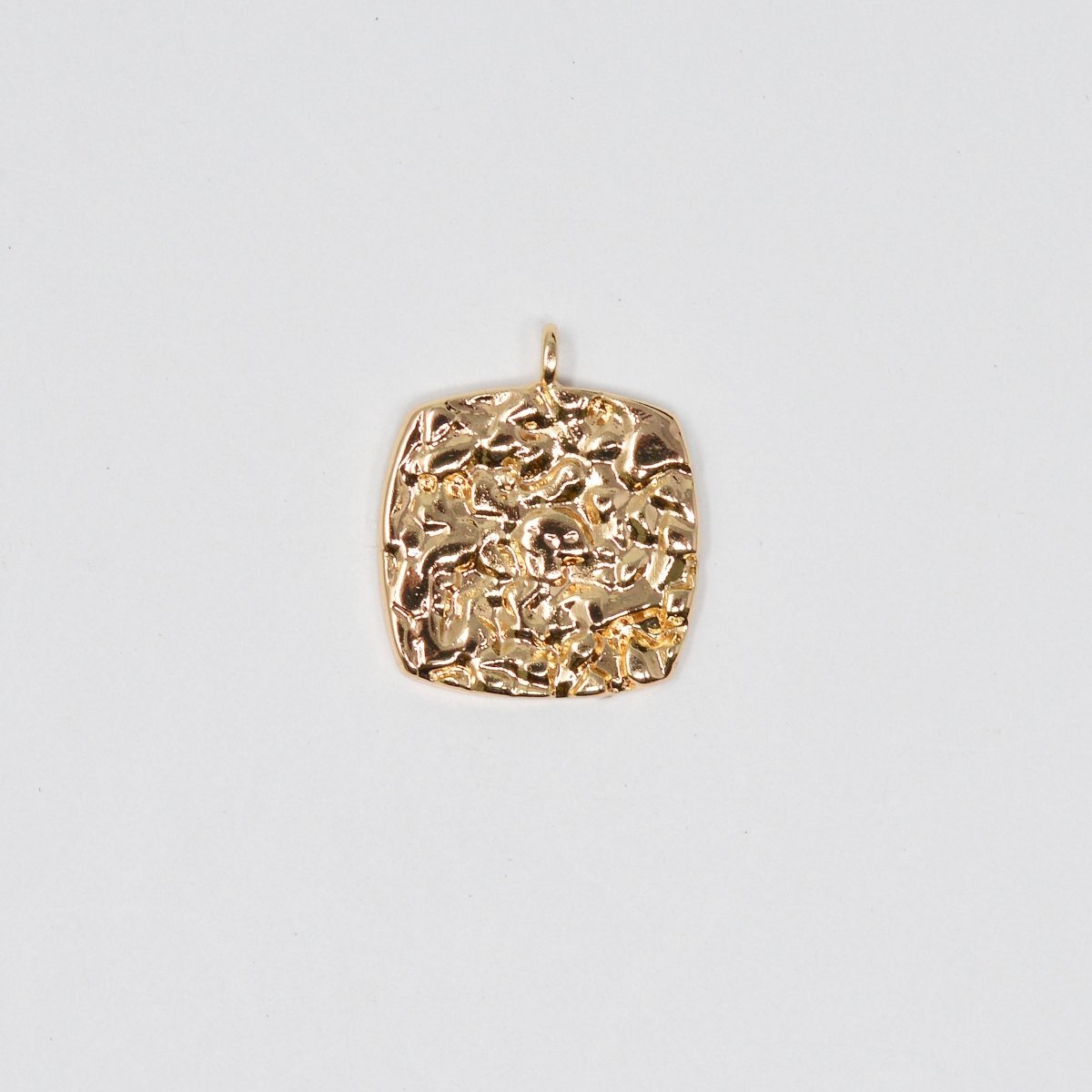 18K Gold plated Hammered Rustic Mini Charm Gold Tiny Square Charm Geometric Tag for Necklace Bracelet Supply D-243 - DLUXCA