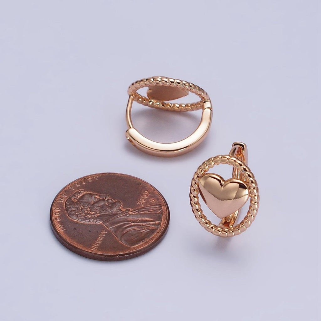 18K Gold plated Heart Huggie Earring for Minimalist Jewelry AB1024 - DLUXCA