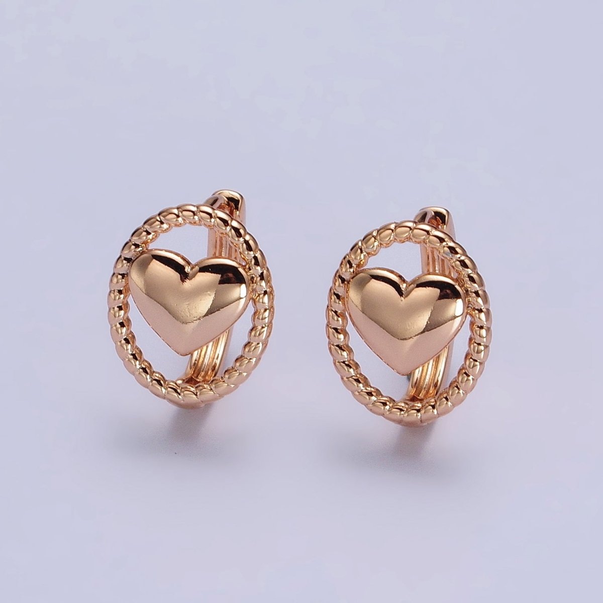 18K Gold plated Heart Huggie Earring for Minimalist Jewelry AB1024 - DLUXCA