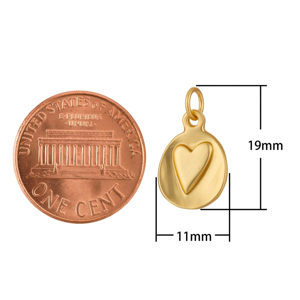 18k Gold plated Heart Imprint Circle Medallion Coin Charm Mother Daughter Sisters Best Friend Necklace Bracelet Earring Pendant C-483 - DLUXCA