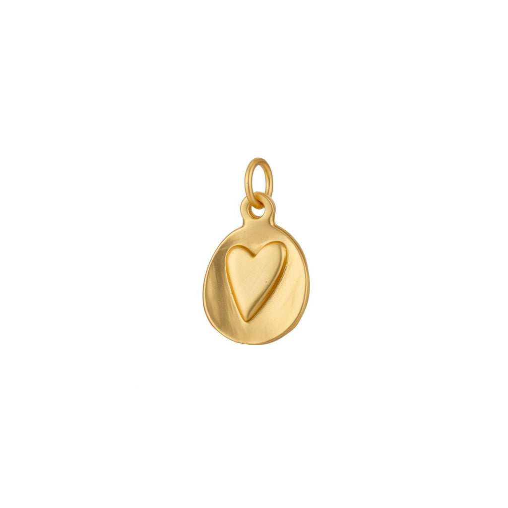 18k Gold plated Heart Imprint Circle Medallion Coin Charm Mother Daughter Sisters Best Friend Necklace Bracelet Earring Pendant C-483 - DLUXCA