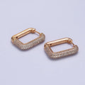 18k Gold plated Hoop Earring Square Hoop Earring With Micro Pave Cz Stone AB1030 - DLUXCA