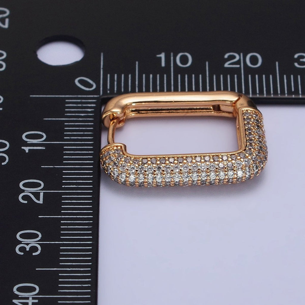 18k Gold plated Hoop Earring Square Hoop Earring With Micro Pave Cz Stone AB1030 - DLUXCA