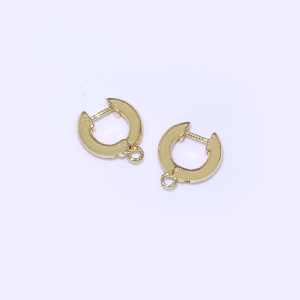 18k Gold plated hoop huggie one touch w/ open link Lever Hoop earring making, 14x11.7 mm, Earring Charm Making Findings L-493 - DLUXCA