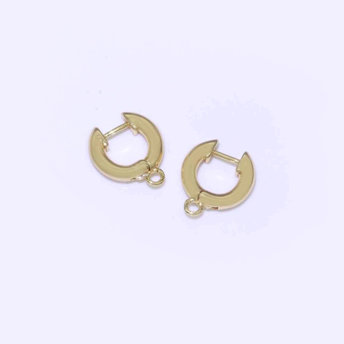 18k Gold plated hoop huggie one touch w/ open link Lever Hoop earring making, 14x11.7 mm, Earring Charm Making Findings L-493 - DLUXCA