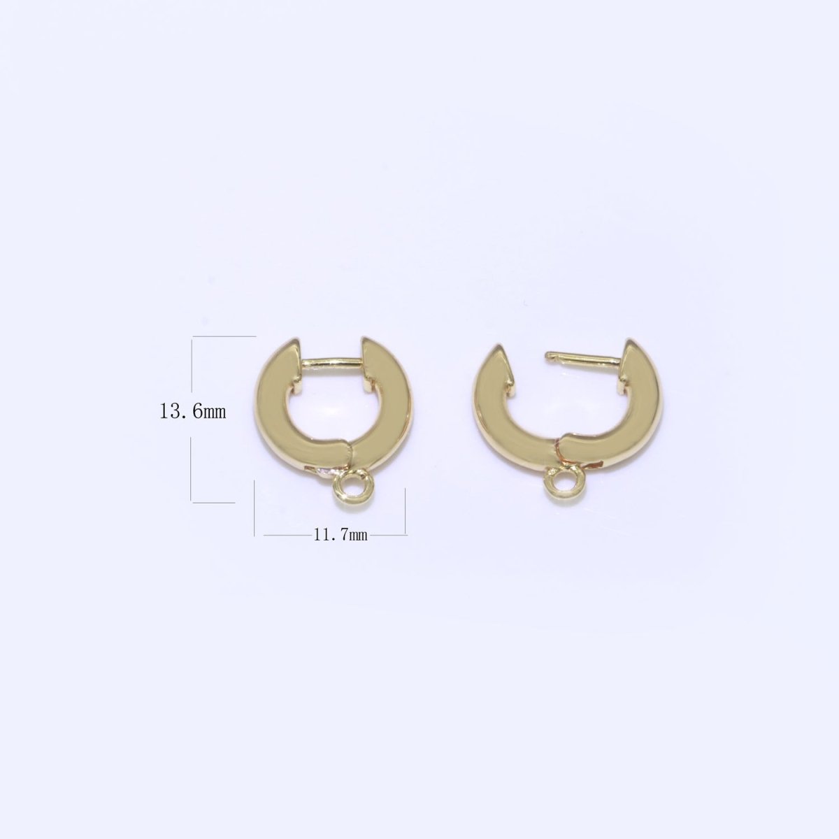 18k Gold plated hoop huggie one touch w/ open link Lever Hoop earring making, 14x11.7 mm, Earring Charm Making Findings L-493 - DLUXCA