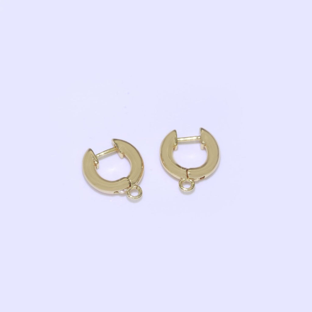 18k Gold plated hoop huggie one touch w/ open link Lever Hoop earring making, 14x11.7 mm, Earring Charm Making Findings L-493 - DLUXCA