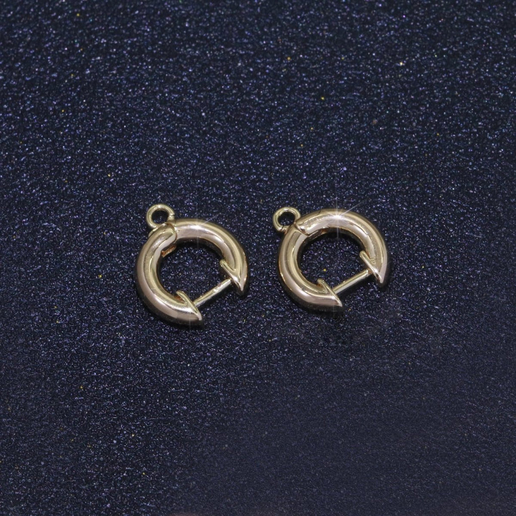 18k Gold plated hoop huggie one touch w/ open link Lever Hoop earring making, 14x11.7 mm, Earring Charm Making Findings L-493 - DLUXCA