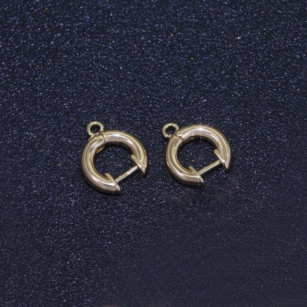 18k Gold plated hoop huggie one touch w/ open link Lever Hoop earring making, 14x11.7 mm, Earring Charm Making Findings L-493 - DLUXCA