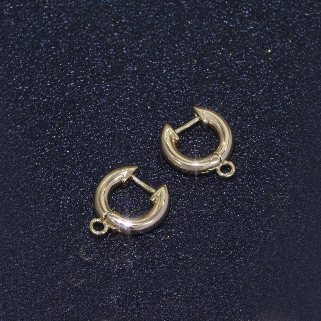 18k Gold plated hoop huggie one touch w/ open link Lever Hoop earring making, 14x11.7 mm, Earring Charm Making Findings L-493 - DLUXCA