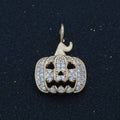 18K Gold plated Jack O Lantern Charms, Pumpkin Charm, Scary Halloween Jewelry Inspired Add on Charm for Necklace Earring Bracelet M-739 - DLUXCA