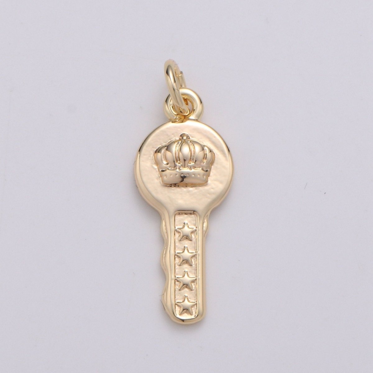 18k Gold plated Key Pendant Charm, Dainty Crown Key Pendant Charm, Gold plated Key of Heaven Pendant, For DIY Jewelry Making Supply D-742 - DLUXCA
