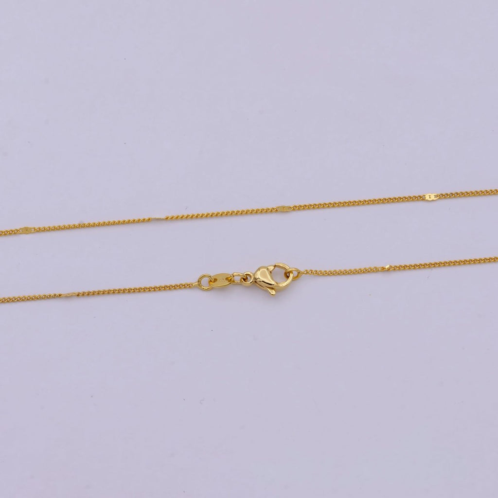 18k Gold plated Layering Necklace - Simple Chain Necklace - Curb Chain Necklace - Minimalist Jewelry | WA-539 Clearance Pricing - DLUXCA