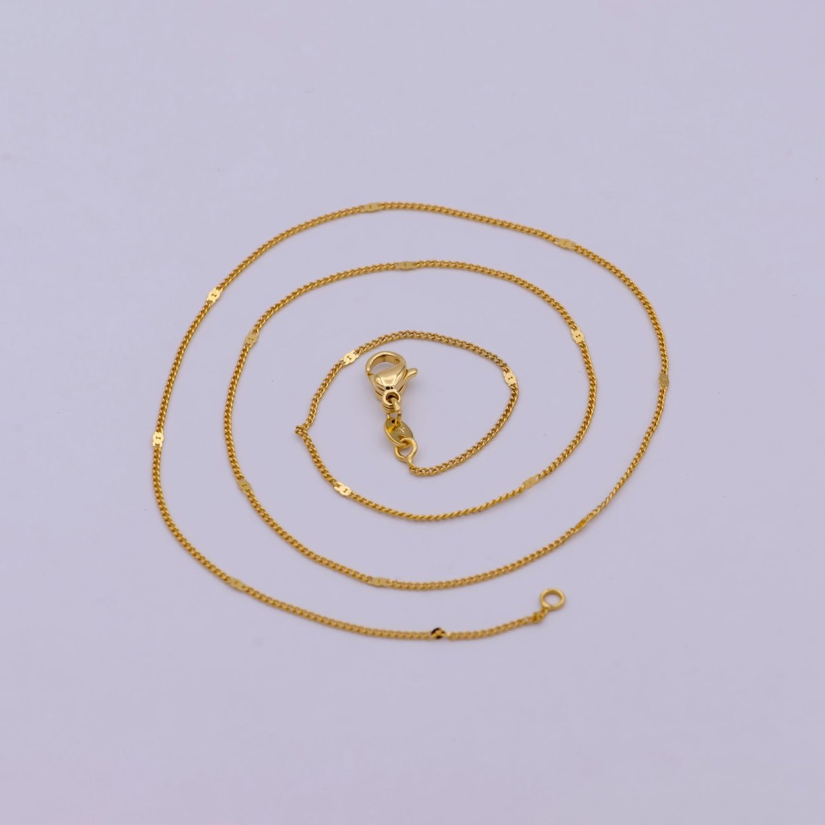 18k Gold plated Layering Necklace - Simple Chain Necklace - Curb Chain Necklace - Minimalist Jewelry | WA-539 Clearance Pricing - DLUXCA