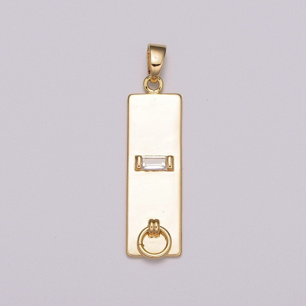 18k Gold plated Long Rectangle Pendant Minimalist Geometry Jewelry Supply Component N-1408 - DLUXCA
