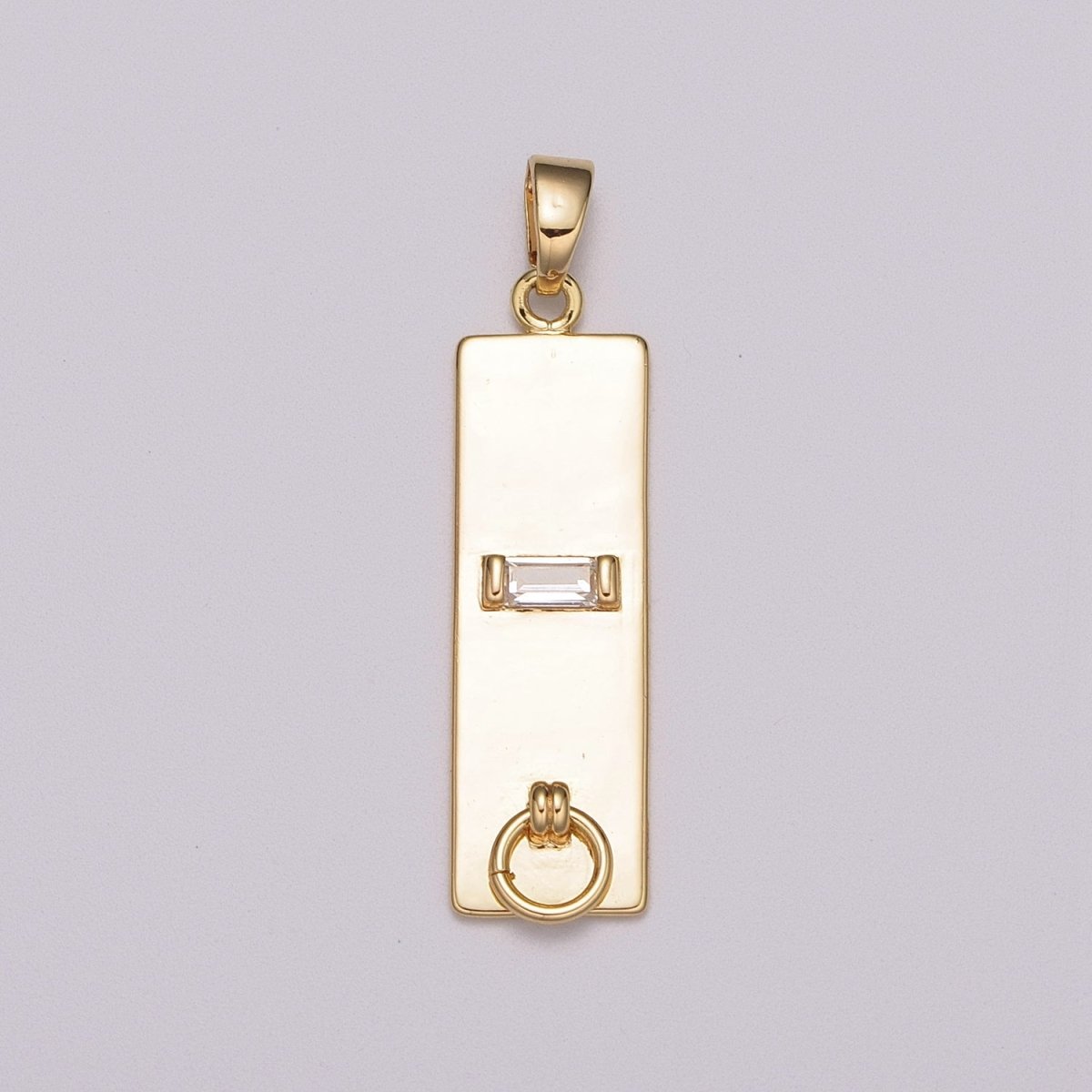 18k Gold plated Long Rectangle Pendant Minimalist Geometry Jewelry Supply Component N-1408 - DLUXCA
