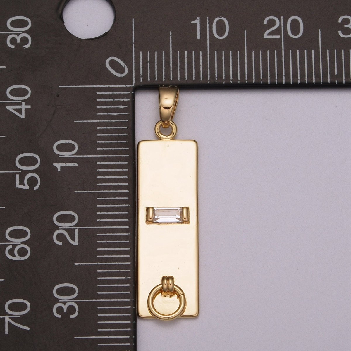 18k Gold plated Long Rectangle Pendant Minimalist Geometry Jewelry Supply Component N-1408 - DLUXCA