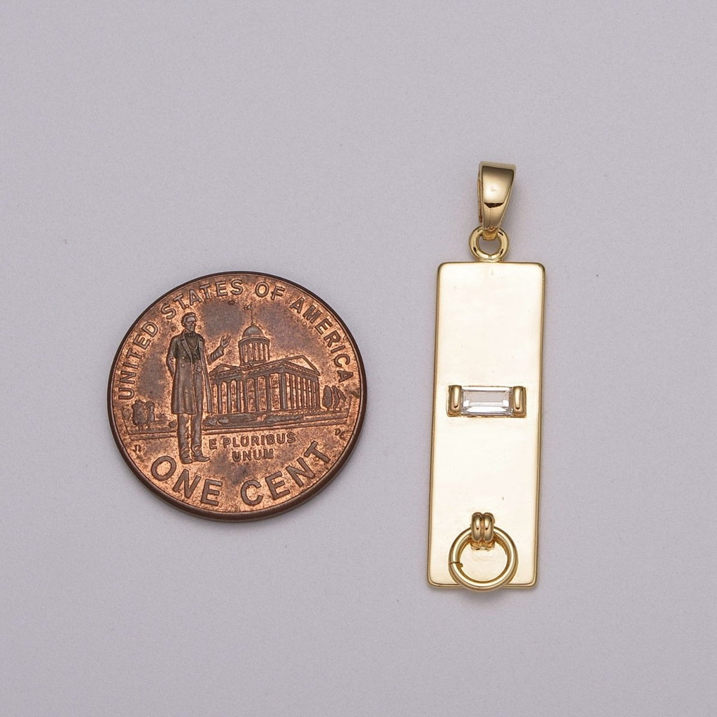 18k Gold plated Long Rectangle Pendant Minimalist Geometry Jewelry Supply Component N-1408 - DLUXCA