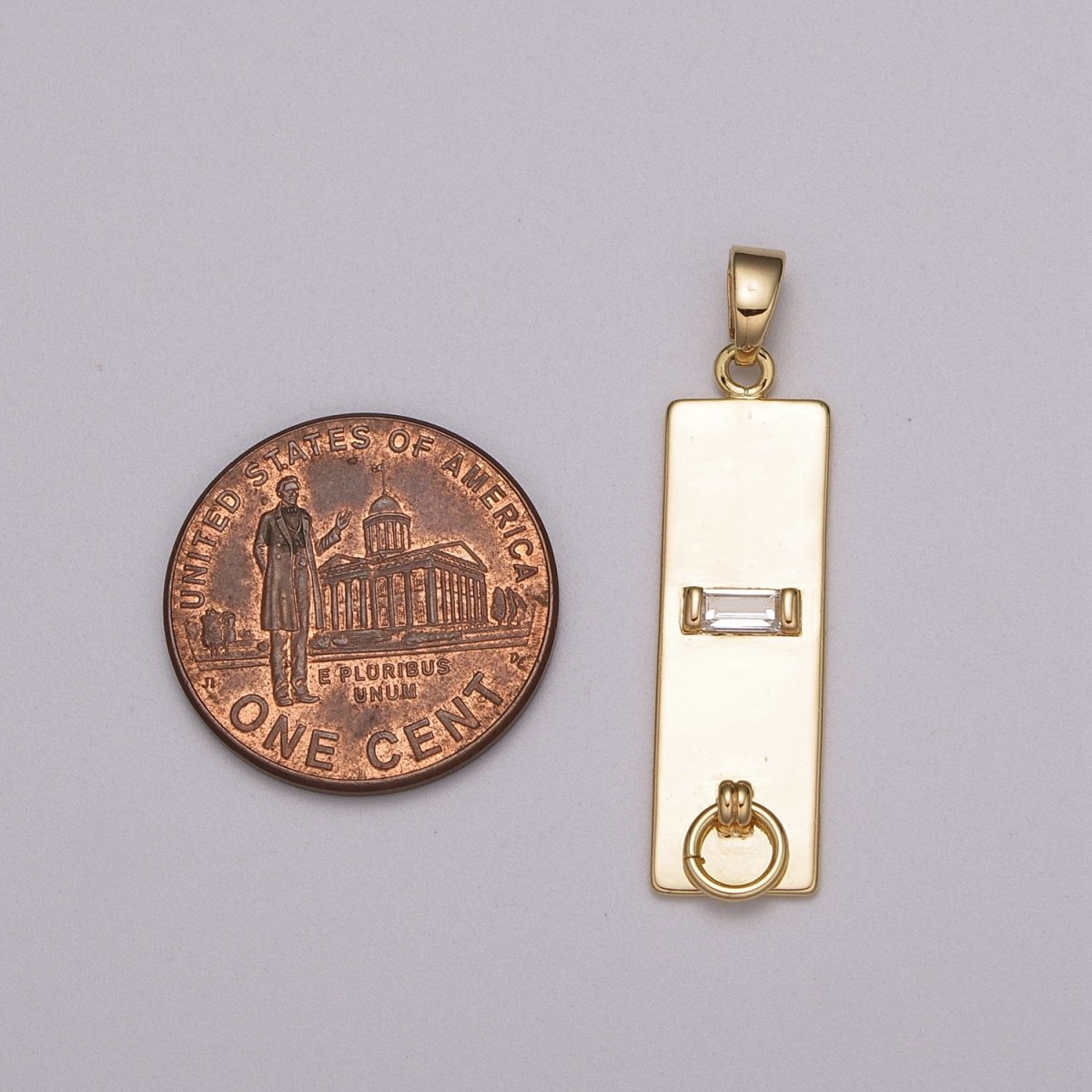 18k Gold plated Long Rectangle Pendant Minimalist Geometry Jewelry Supply Component N-1408 - DLUXCA