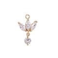 18K Gold plated Lotus Wings Floating Round Crystal Cubic Zirconia Bracelet Delicate Necklace Pendant Earring Gift for Jewelry Making C-142 - DLUXCA