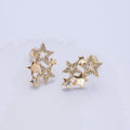 18K Gold plated Micro CZ Pave Star Earrings Studs V-444 - DLUXCA