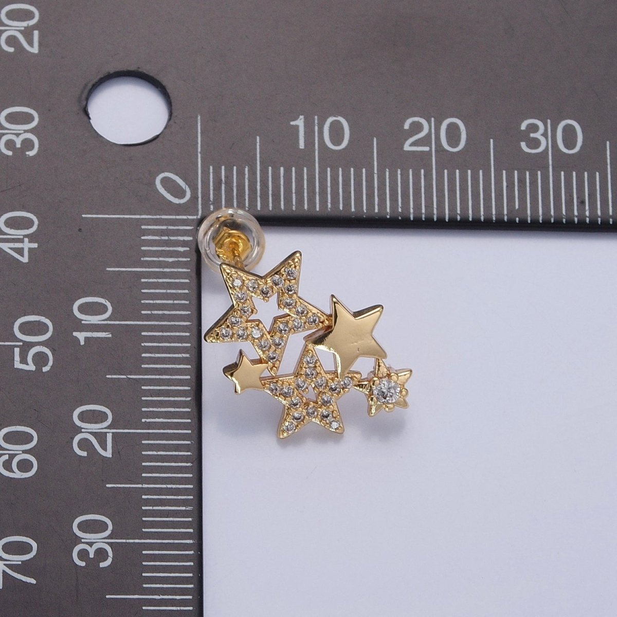 18K Gold plated Micro CZ Pave Star Earrings Studs V-444 - DLUXCA