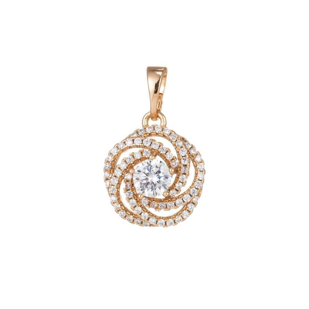18k Gold plated Micro Pave CZ Flower Pendant Charm, Micro Pave CZ Geometric Pendant Charm, Gold plated Pendant, For DIY Jewelry I-528 - DLUXCA