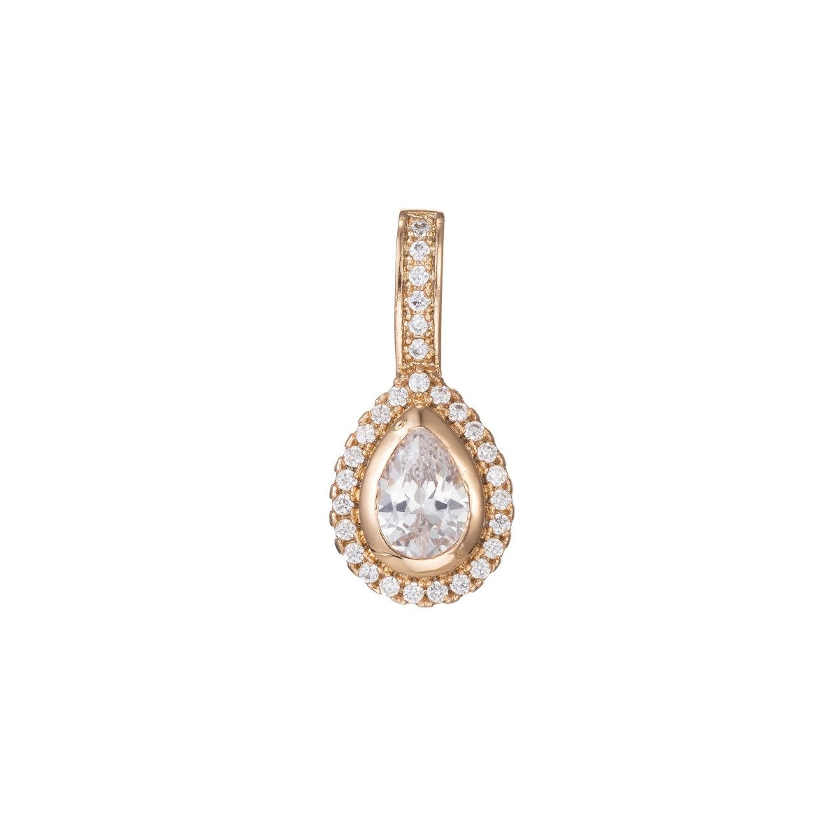 18k Gold plated Micro Pave CZ Geometric Pendant Charm, Micro Pave CZ Oval Pendant Charm, Gold plated Pendant, For DIY Jewelry I-409 - DLUXCA