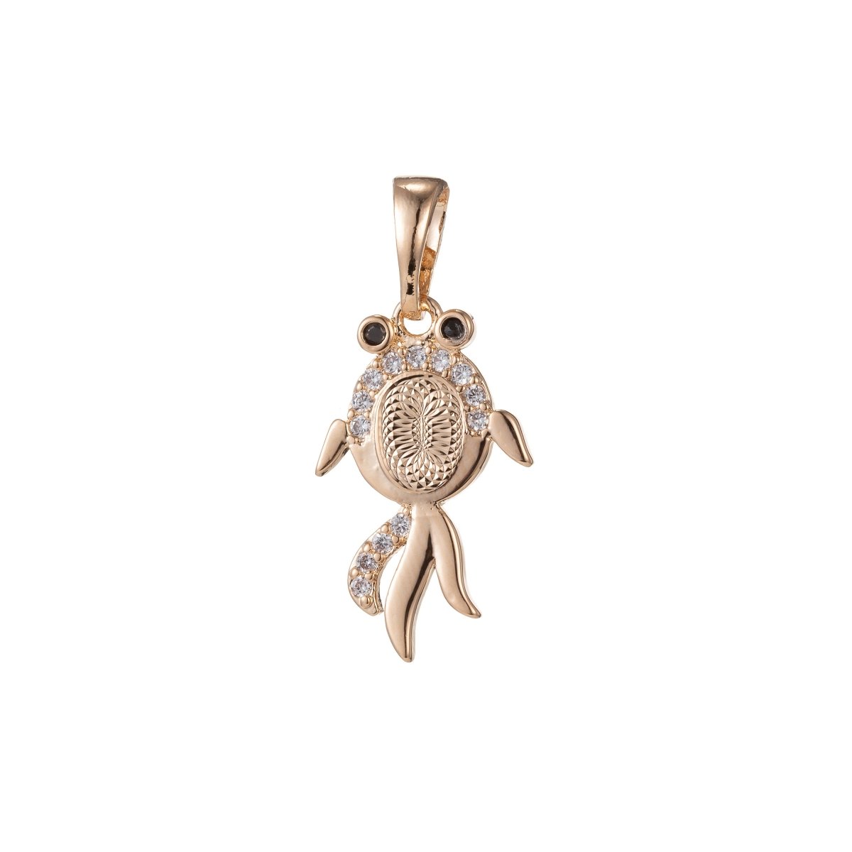 18k Gold plated Micro Pave CZ Gold Fish Pendant Charm, Micro Pave CZ Pendant Charm, Gold plated Fish Pendant, For DIY Jewelry I-407 - DLUXCA