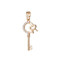 18k Gold plated Micro Pave CZ Heart Key Pendant Charm, Micro Pave CZ Key Pendant Charm, Gold plated Key Pendant, For DIY Jewelry I-538 - DLUXCA