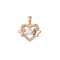 18k Gold plated Micro Pave CZ Heart Pendant Charm, Hearts with Dual Butterfly Pendant Charm, Gold plated Heart Pendant, For DIY Jewelry I-416 - DLUXCA