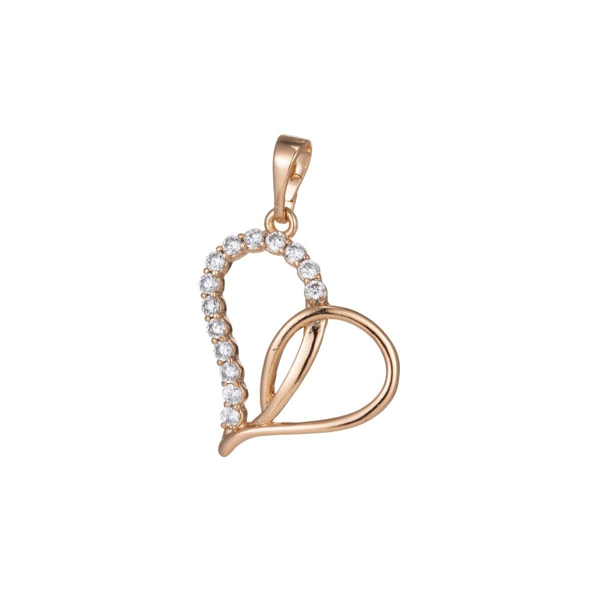 18k Gold plated Micro Pave CZ Heart Pendant Charm, Micro Pave CZ Pendant Charm, Gold plated Heart Pendant, For DIY Jewelry I-397 - DLUXCA