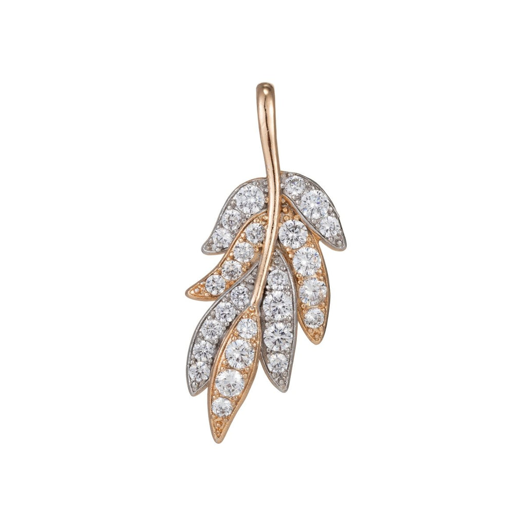 18k Gold plated Micro Pave CZ Leaf Pendant Charm, Micro Pave CZ Leaf Pendant Charm, Gold plated Pendant, For DIY Jewelry I-533 - DLUXCA