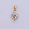 18K Gold plated Micro Paved CZ Romantic Key to My Heart Pendant | N-1398 - DLUXCA