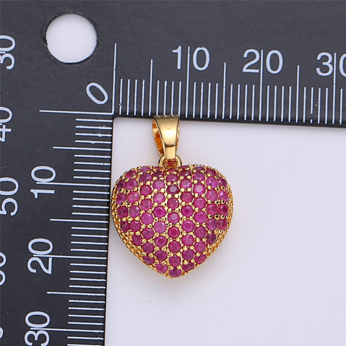 18k Gold plated Micro Paved Puffed Heart Pendant Necklace Cubic Heart Pendant 3D Pendant J-834 I-145