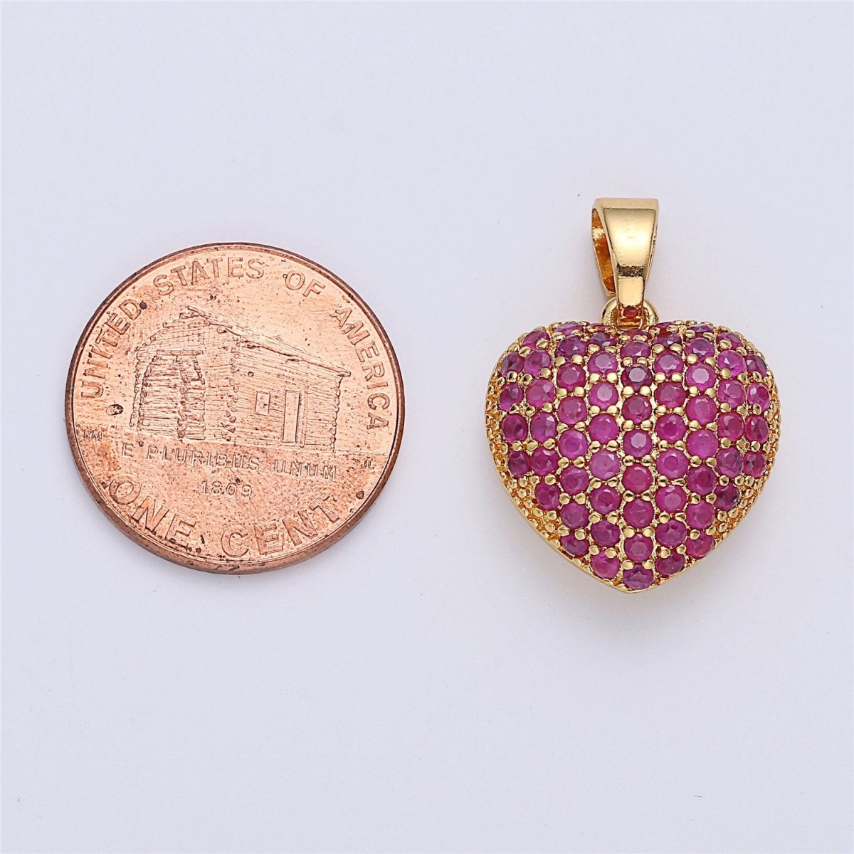 18k Gold plated Micro Paved Puffed Heart Pendant Necklace Cubic Heart Pendant 3D Pendant J-834 I-145