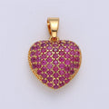 18k Gold plated Micro Paved Puffed Heart Pendant Necklace Cubic Heart Pendant 3D Pendant J-834 I-145
