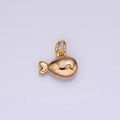 18K Gold plated Mini Fish Animal Puffed Add-On Charm | N1684 - DLUXCA